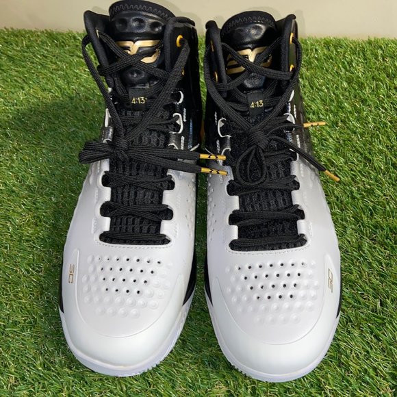 Mens Under Armour UA Curry 1 Retro MVP Black White Gold 3026051-001 Size NEW main image 9